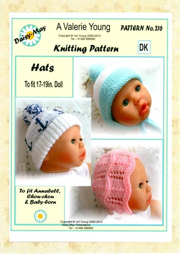 Dolls hat knitting pattern - ,